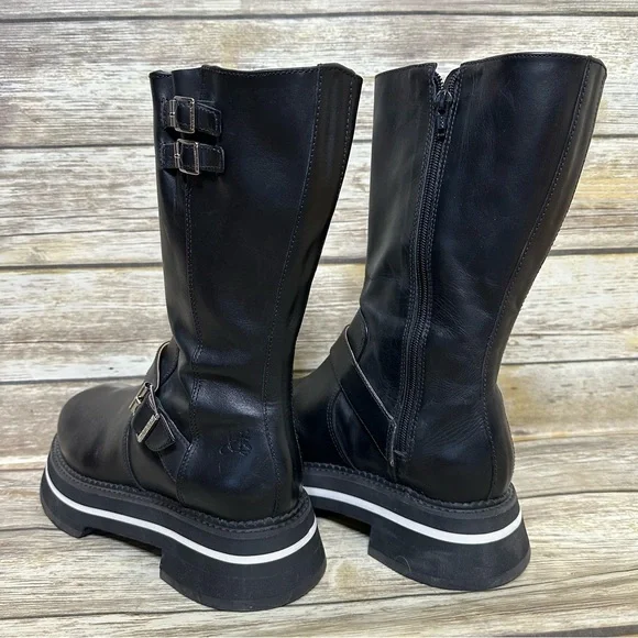 John Fluevog FV2 Boots, Size 10 black knee high chunky - Picture 8 of 12